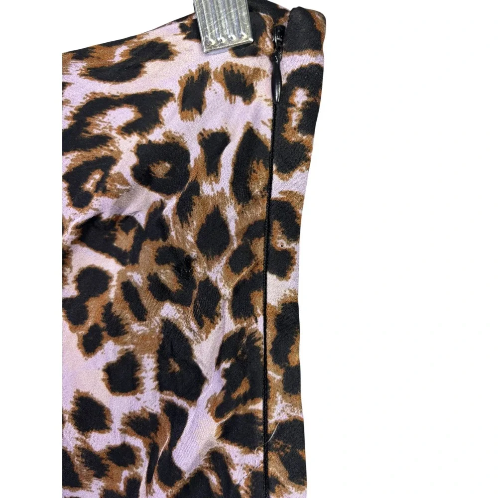 Urban Outfitters Lilac Leopard Print Satin Midi Slip Skirt Purple Brown Small - Picture 5 of 10